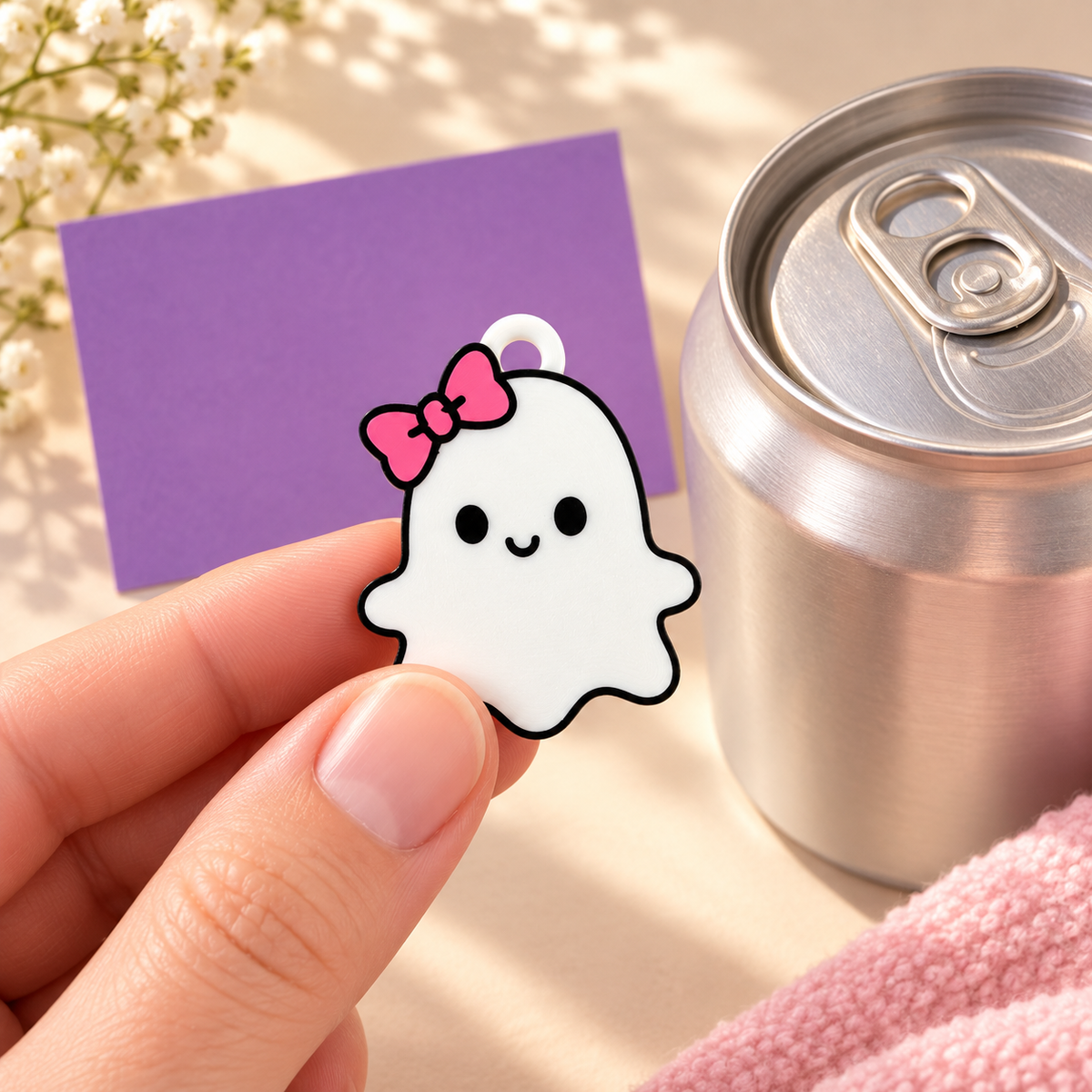Boo Bow | Ghost Can-Tab Opener Keychain