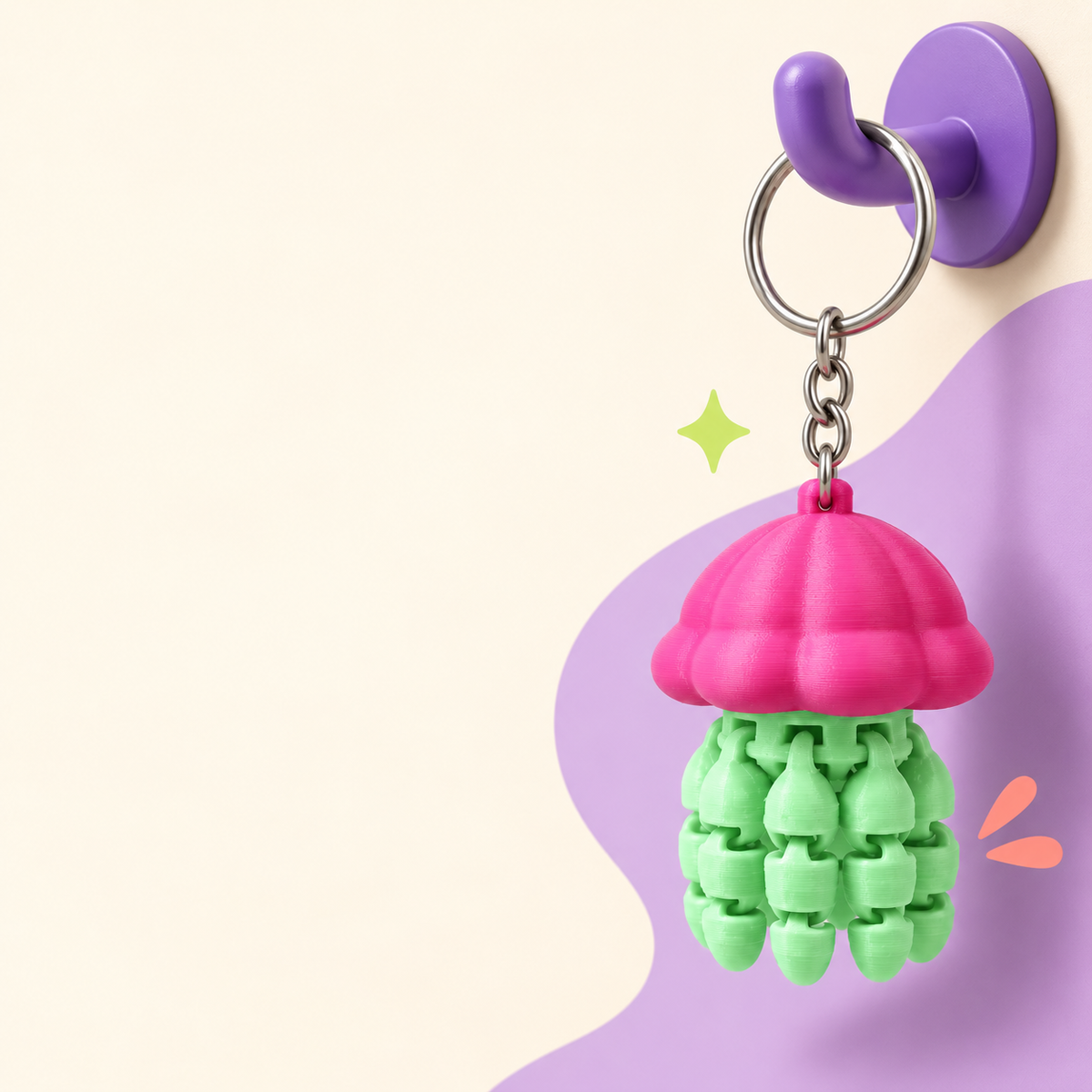 Jiggle Jelly — Articulated Jellyfish Keychain